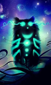 Превью обои чеширский кот, кот, арт, свечение