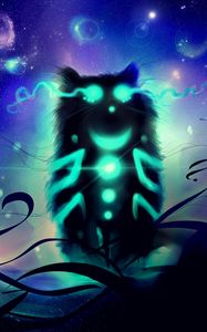 Превью обои чеширский кот, кот, арт, свечение