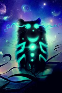 Превью обои чеширский кот, кот, арт, свечение