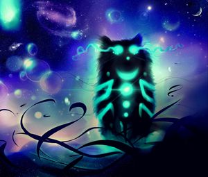 Превью обои чеширский кот, кот, арт, свечение