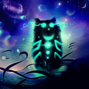 Превью обои чеширский кот, кот, арт, свечение