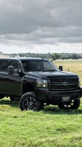 Превью обои chevrolet, avalanche, черный, вид сбоку