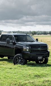 Превью обои chevrolet, avalanche, черный, вид сбоку