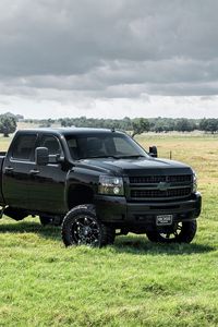 Превью обои chevrolet, avalanche, черный, вид сбоку