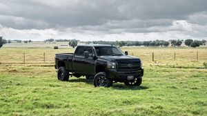 Превью обои chevrolet, avalanche, черный, вид сбоку