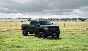 Превью обои chevrolet, avalanche, черный, вид сбоку