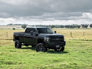 Превью обои chevrolet, avalanche, черный, вид сбоку