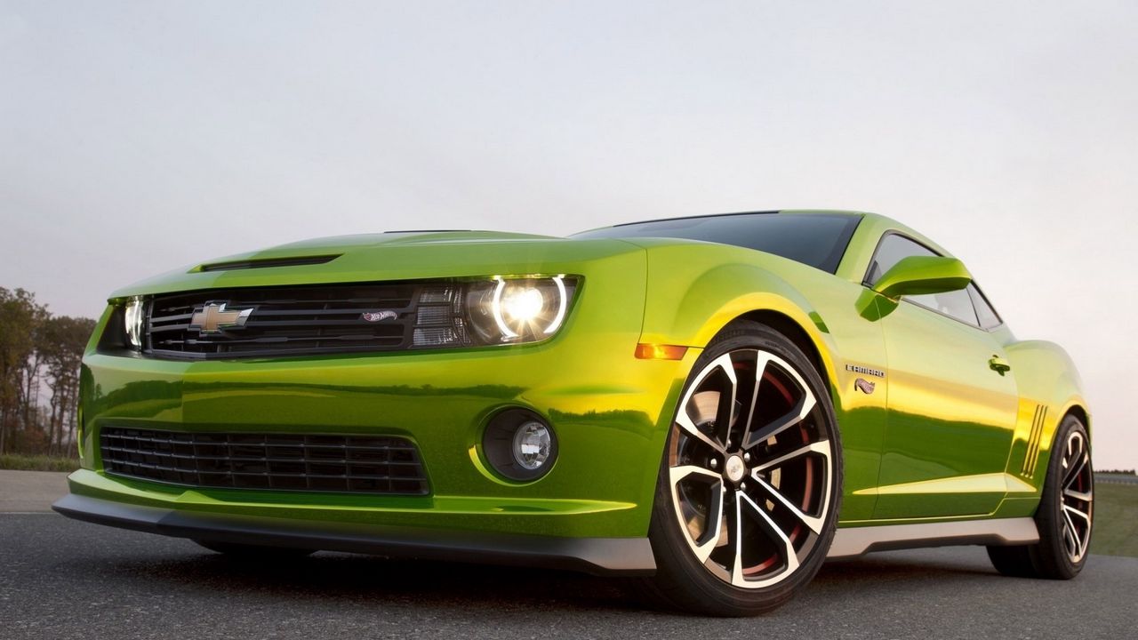 Обои chevrolet camaro, авто, машина, автомобили, машины, зеленый
