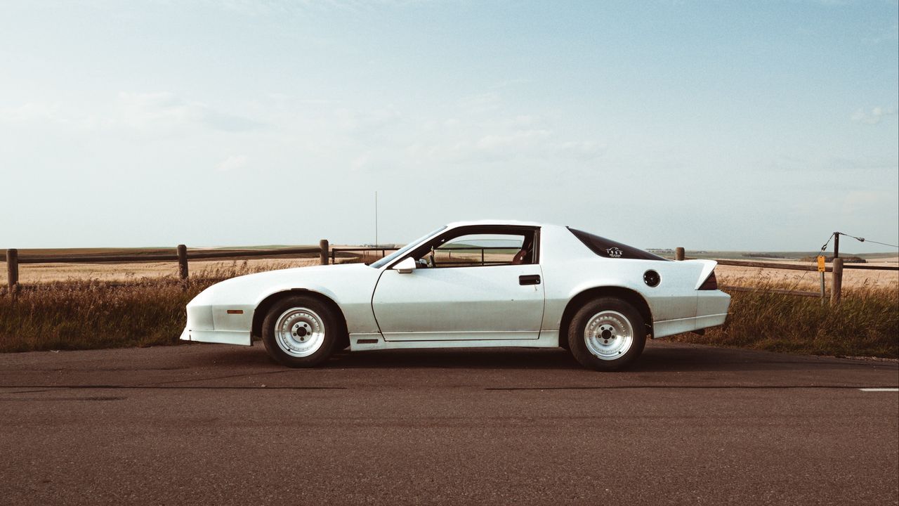 Обои chevrolet camaro, chevrolet, автомобиль, вид сбоку, белый
