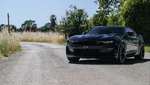 Превью обои chevrolet camaro, chevrolet, автомобиль, спорткар, черный