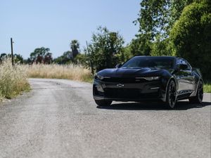 Превью обои chevrolet camaro, chevrolet, автомобиль, спорткар, черный