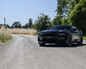 Превью обои chevrolet camaro, chevrolet, автомобиль, спорткар, черный
