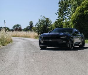 Превью обои chevrolet camaro, chevrolet, автомобиль, спорткар, черный