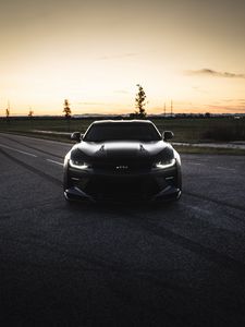 Превью обои chevrolet camaro, chevrolet, автомобиль, черный, вид спереди
