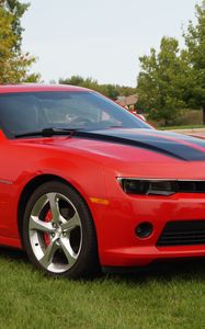Превью обои chevrolet camaro, chevrolet, автомобиль, красный