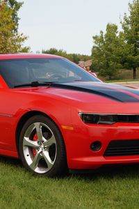 Превью обои chevrolet camaro, chevrolet, автомобиль, красный