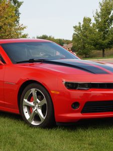 Превью обои chevrolet camaro, chevrolet, автомобиль, красный