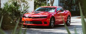 Превью обои chevrolet camaro, машина, спорткар, суперкар, красный