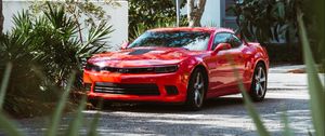 Превью обои chevrolet camaro, машина, спорткар, суперкар, красный