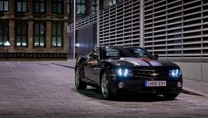 Превью обои chevrolet, camaro, rs, черный, вид сбоку