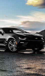 Превью обои chevrolet, camaro, ss, черный, вид сбоку