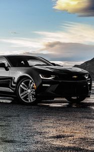 Превью обои chevrolet, camaro, ss, черный, вид сбоку