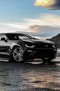 Превью обои chevrolet, camaro, ss, черный, вид сбоку