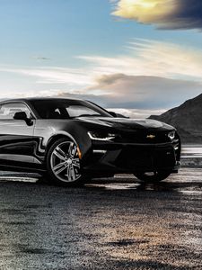 Превью обои chevrolet, camaro, ss, черный, вид сбоку