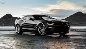 Превью обои chevrolet, camaro, ss, черный, вид сбоку