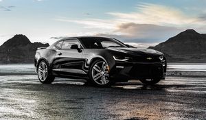 Превью обои chevrolet, camaro, ss, черный, вид сбоку