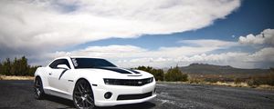 Превью обои chevrolet, camaro ss, белый, вид сбоку