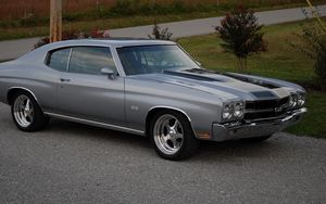 Превью обои chevrolet, chevelle, ss, 1970, серый, вид сбоку