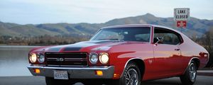 Превью обои chevrolet, chevelle, ss, красный, 454, 1970