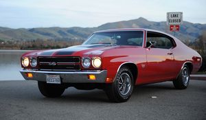 Превью обои chevrolet, chevelle, ss, красный, 454, 1970