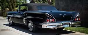 Превью обои chevrolet, chevy, 1958, impala, черный, вид сзади