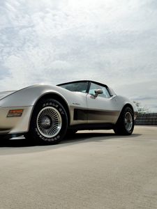 Превью обои chevrolet, corvette, 1982, серебристый, вид сбоку