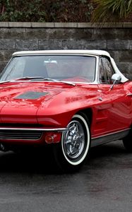 Превью обои chevrolet, corvette, sting ray, 1963, красный