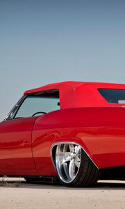 Превью обои chevrolet, impala, 1965, красный, вид сбоку