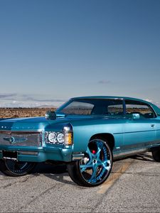 Превью обои chevrolet, impala, 1971, синий, вид сбоку