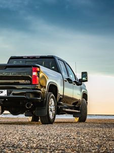 Превью обои chevrolet silverado, chevrolet, автомобиль, внедорожник, вид сзади