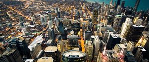 Превью обои chicago, чикаго, панорама, город, огни, побережье