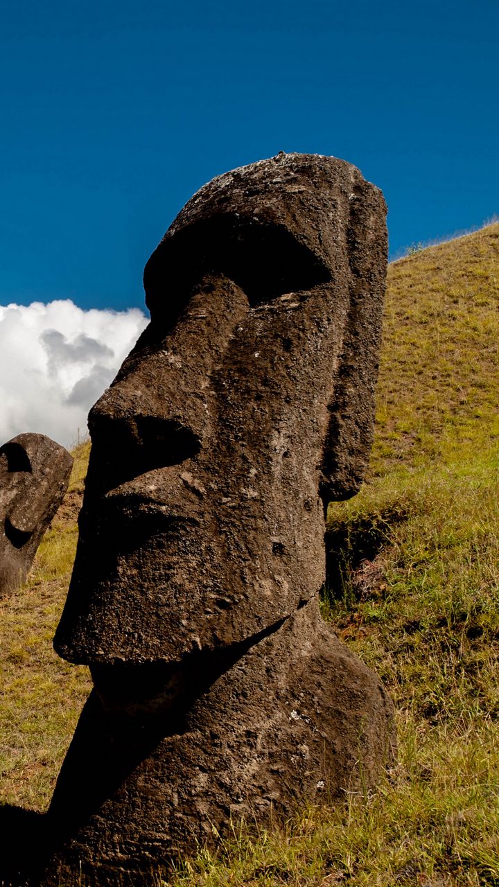 720x1280 Обои моаи, статуя, идол, остров пасхи, каменный