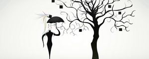 Превью обои creative, дерево, маска, зонт