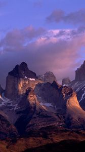 Превью обои cuernos del paine, анды, чили, горы, высота, вершины