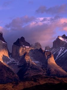 Превью обои cuernos del paine, анды, чили, горы, высота, вершины