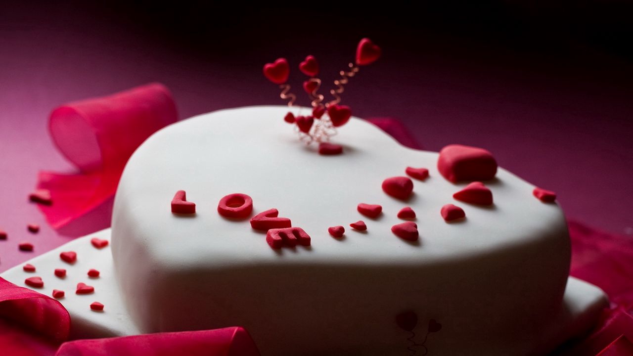 Обои день святого валентина, день влюбленных, торт, подарок, признание