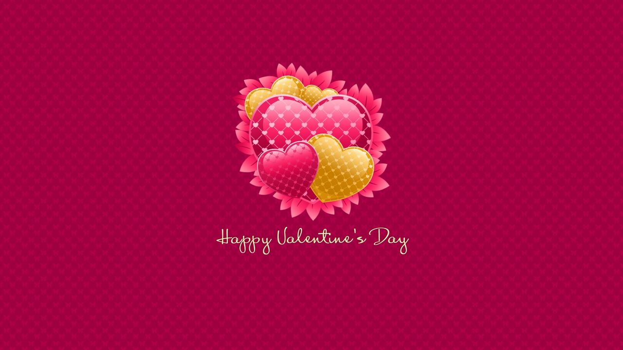 Обои день святого валентина, надпись, поздравление, сердечки, розовый фон