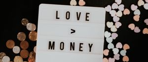 Превью обои деньги, любовь, слова, фраза