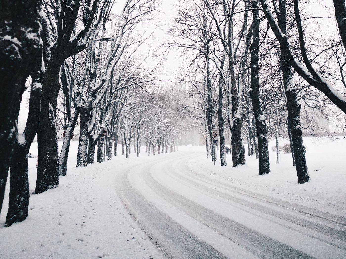 Empty Road with snowy.