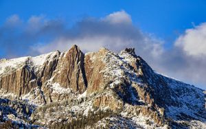 Превью обои деревья, горы, снег, облака, небо, природа